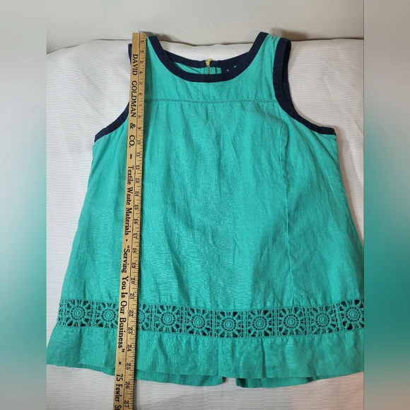 Kaari Blue Linen Crochet Top sz M - Picture 4 of 7
